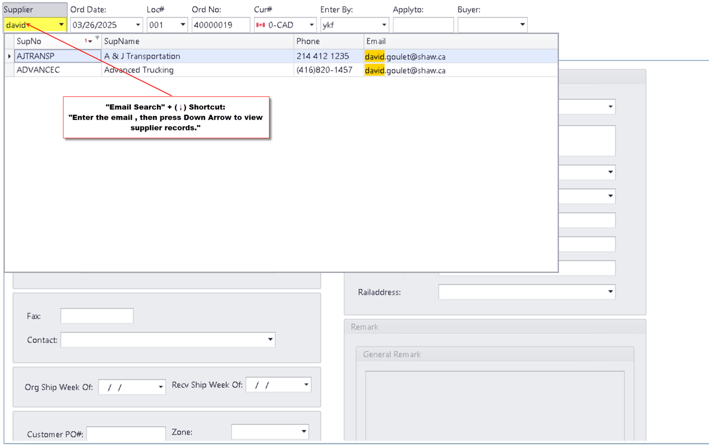 Search Email address